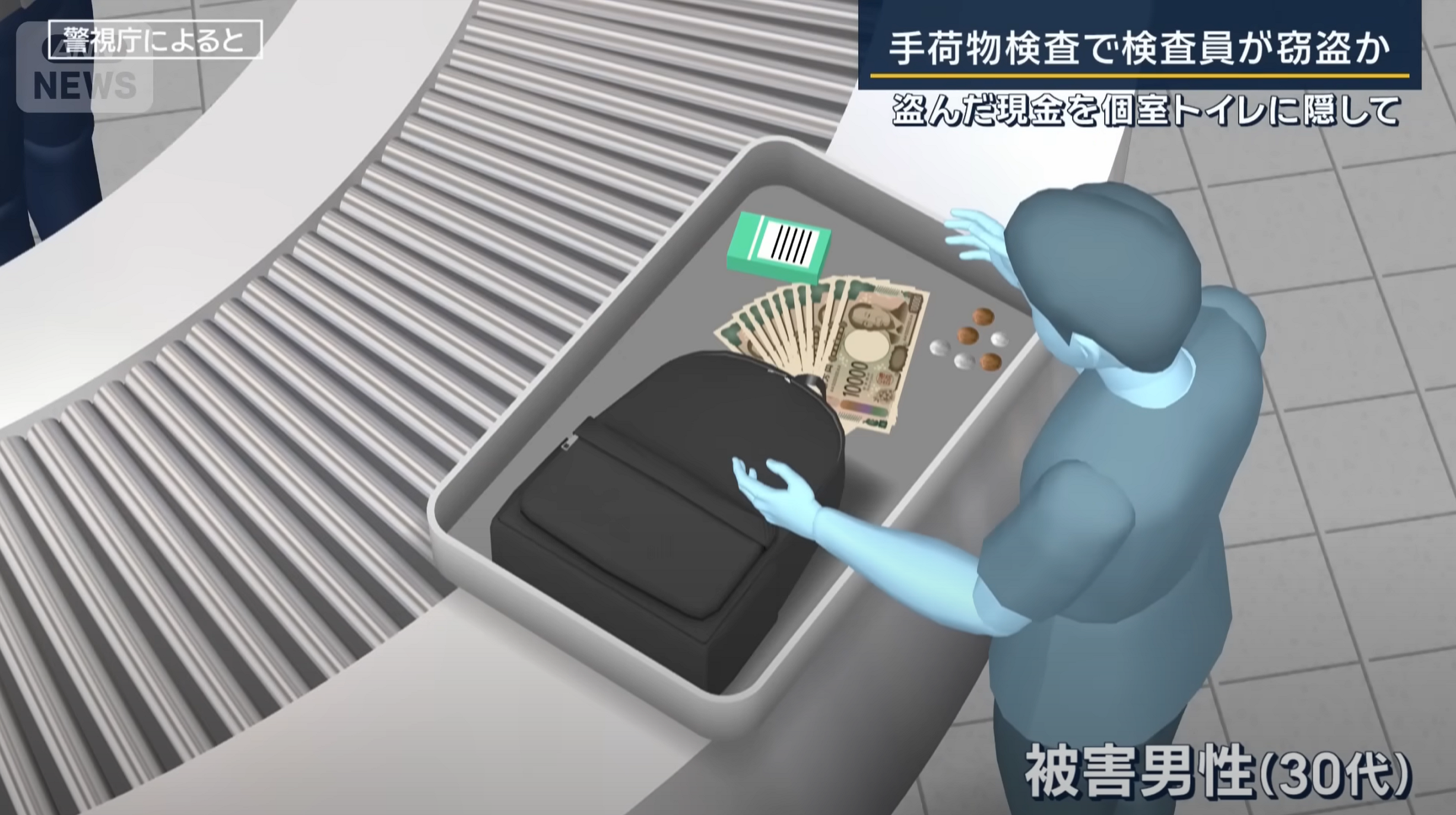松本龍　窃盗　保安検査員　警備会社　羽田空港　現金　150万円　スリル　顔画像　SNS　プロフィール　勤務先　ビル