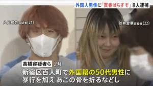 高橋和真容疑者・八田琉弥容疑者・笠井愛華容疑者 顔画像 美人局